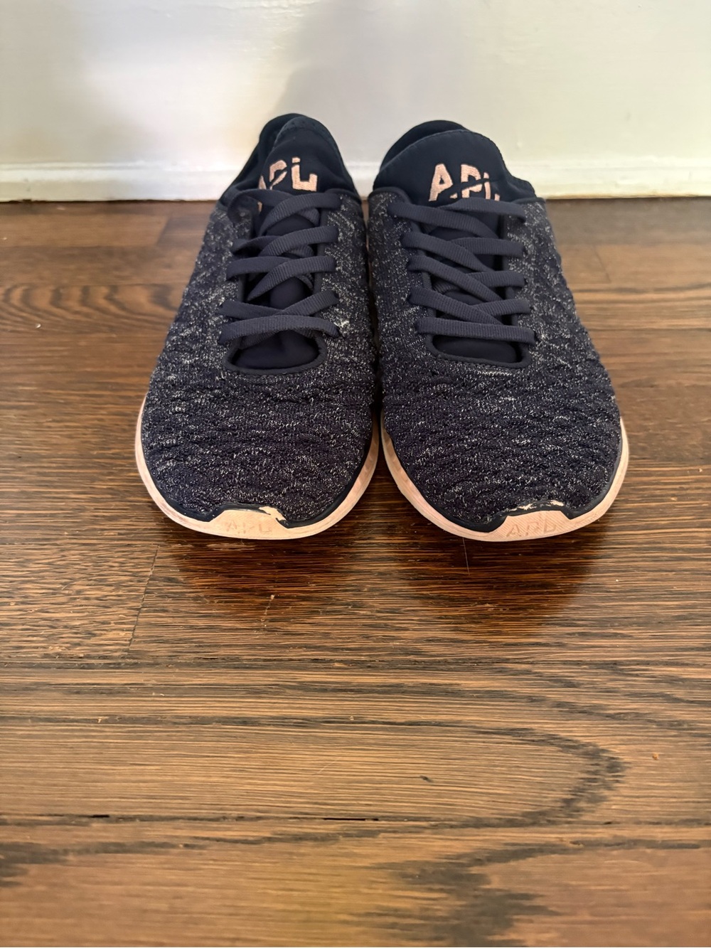 APL Women’s TechLoom Knit Sneaker - Navy with Pink Accents